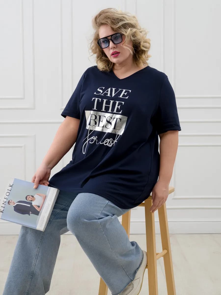 Футболка женская оверсайз удлиненная больших размеров 60-74