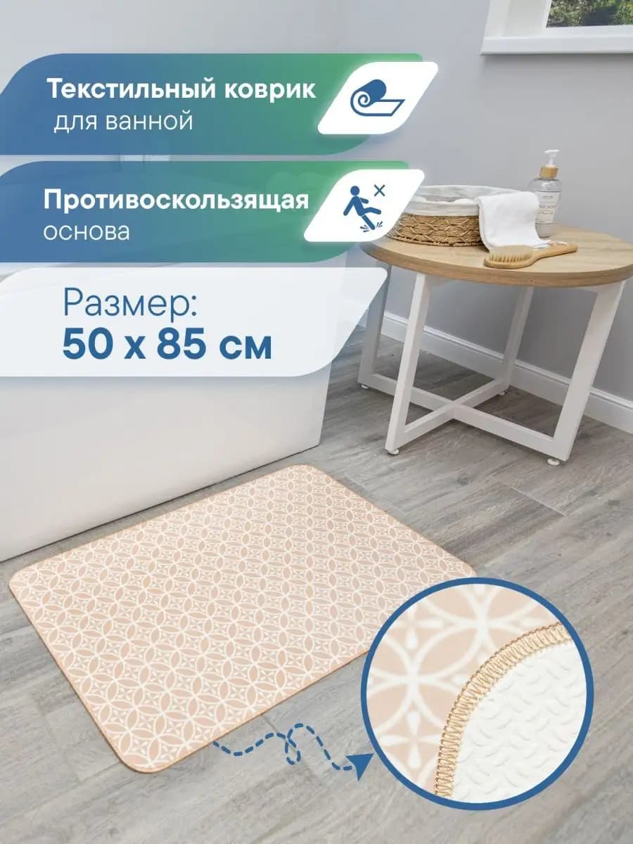 Коврик для ванной текстильный 50х85 см