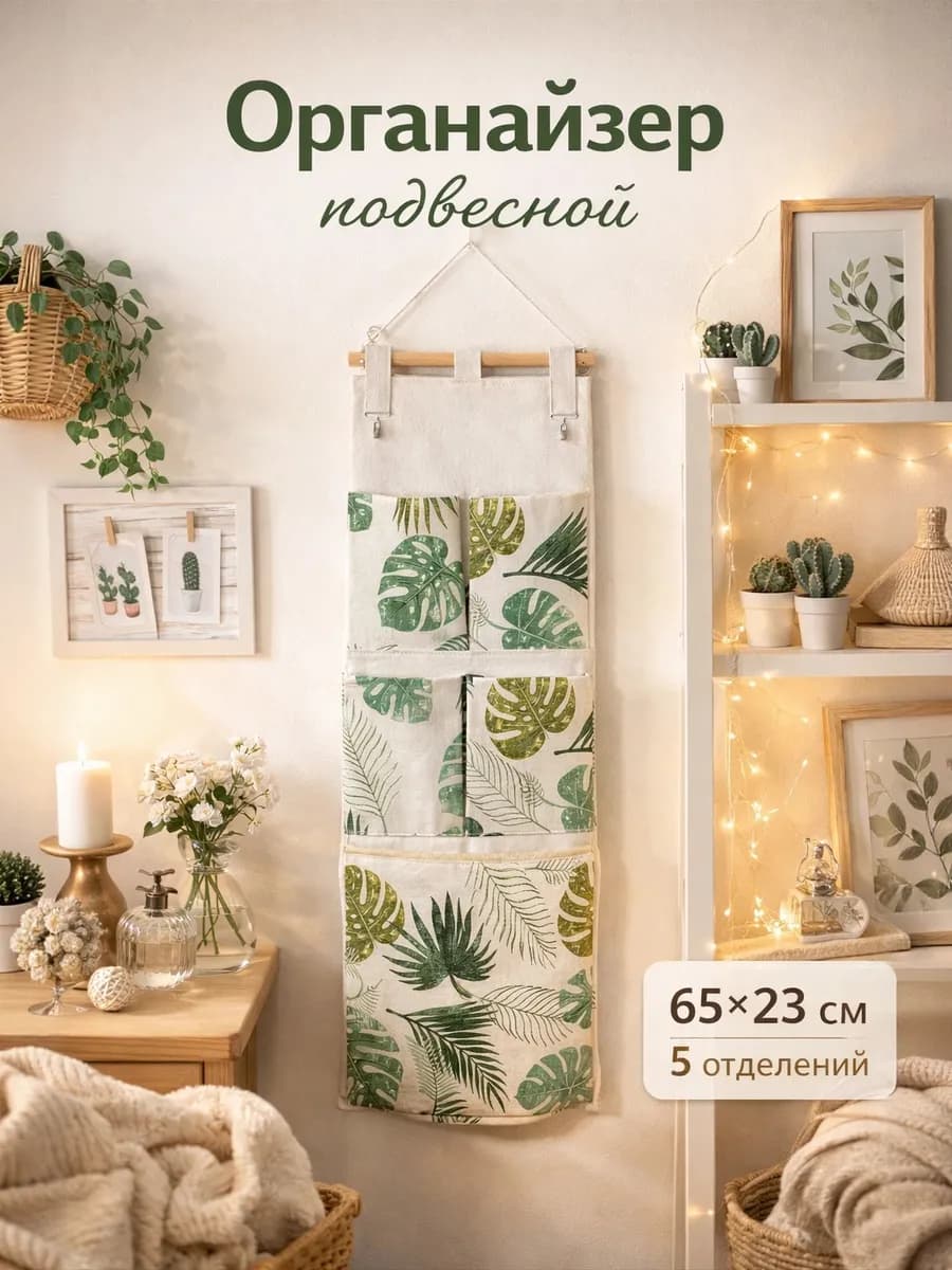 Органайзер для хранения подвесной, 5 отделений 68х23 см