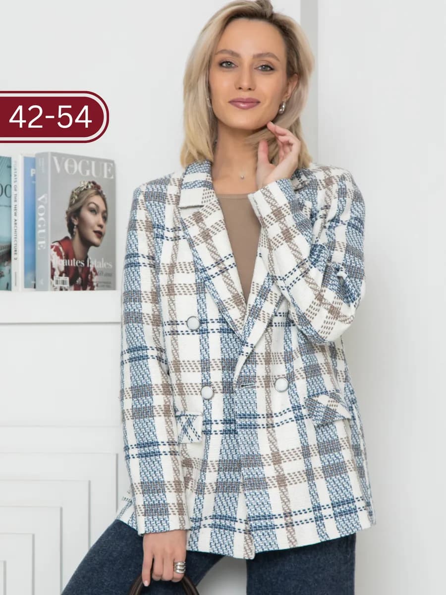 Твидовый пиджак женский удлиненный