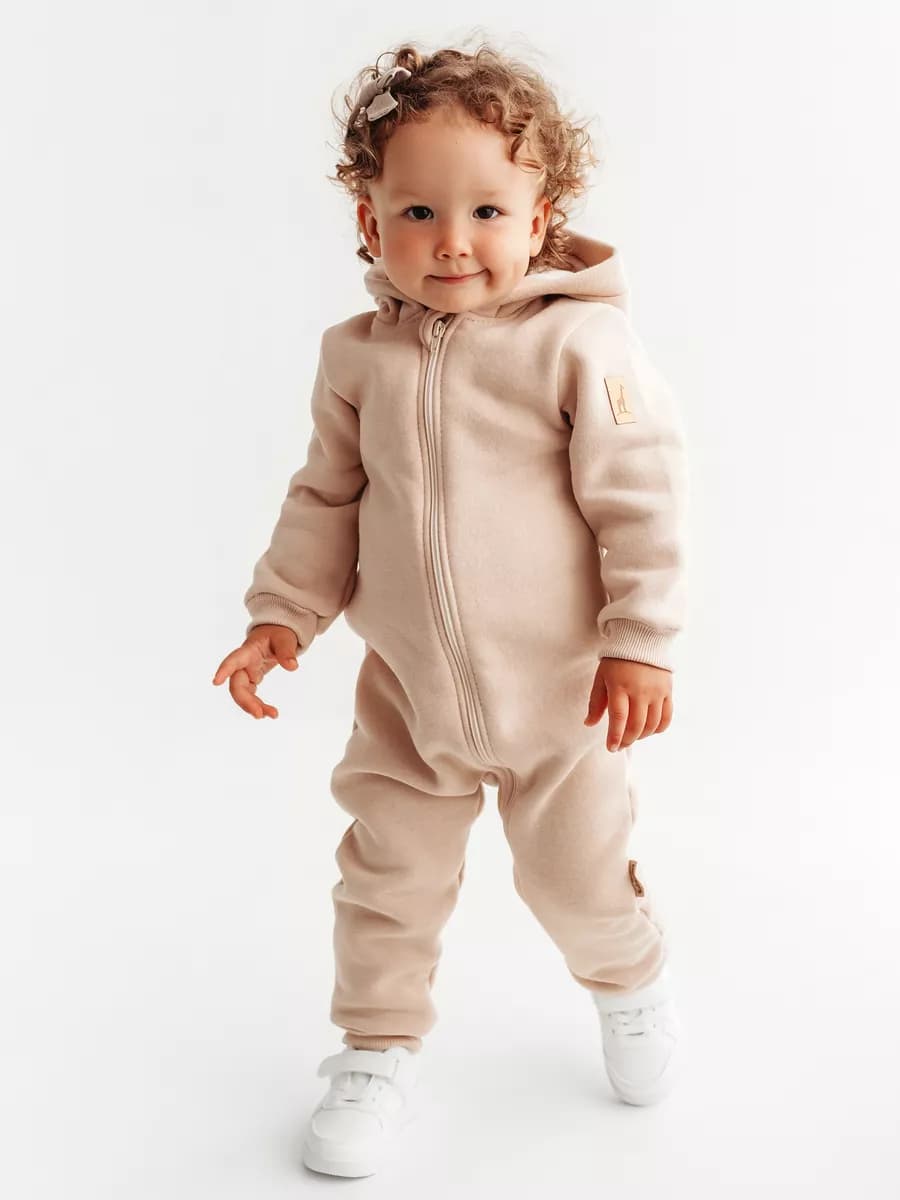 Комбинезон для новорожденных из футера с начесом детский