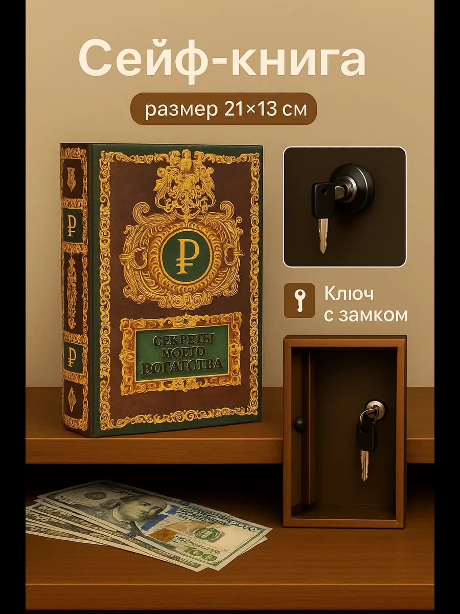 Сейф-книга шкатулка для денег и аксессуаров