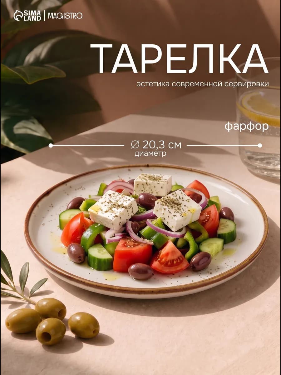Тарелка обеденная фарфоровая «Церера» d=20,3 см