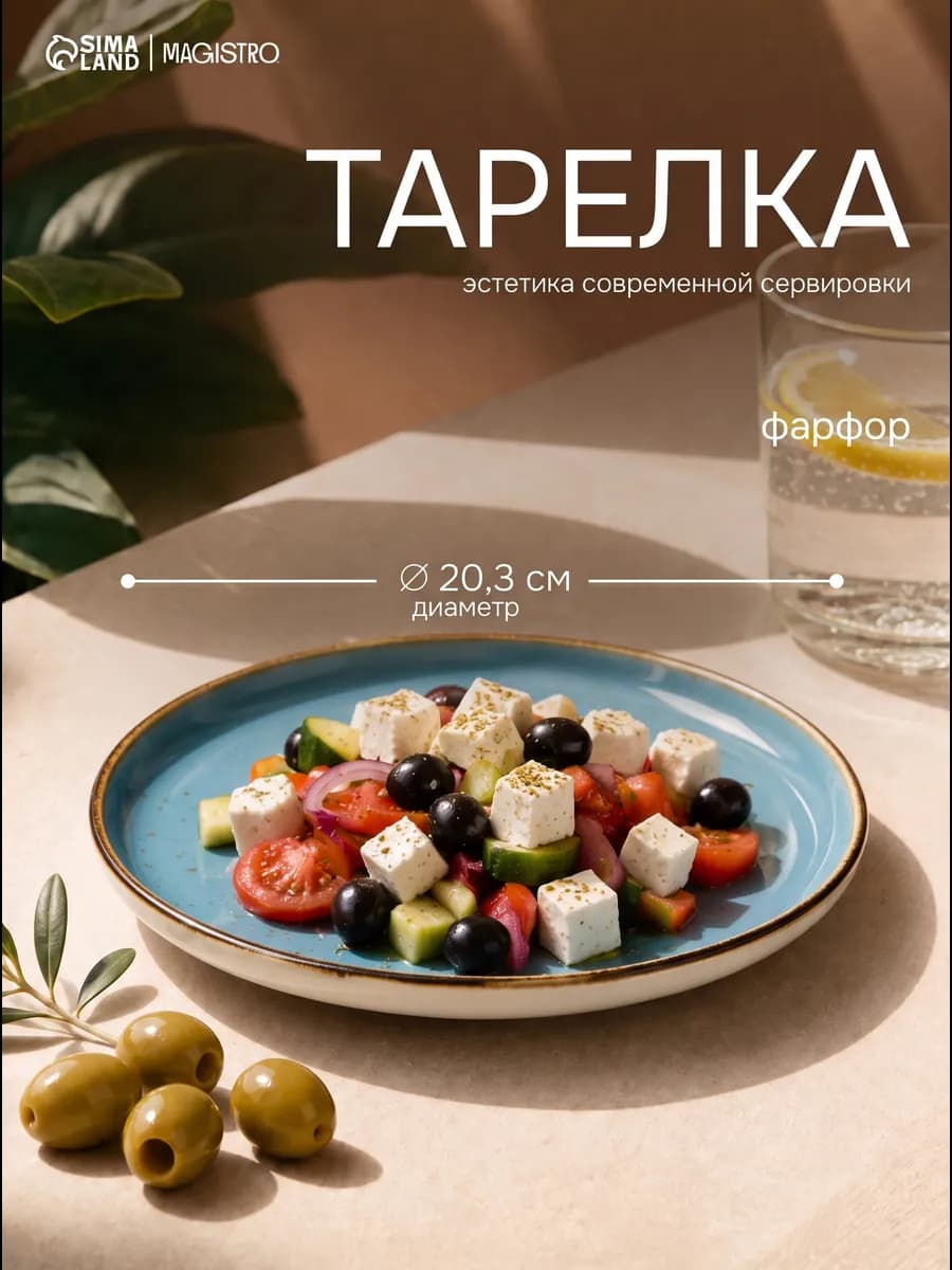 Тарелка обеденная фарфоровая «Церера» d=20,3 см