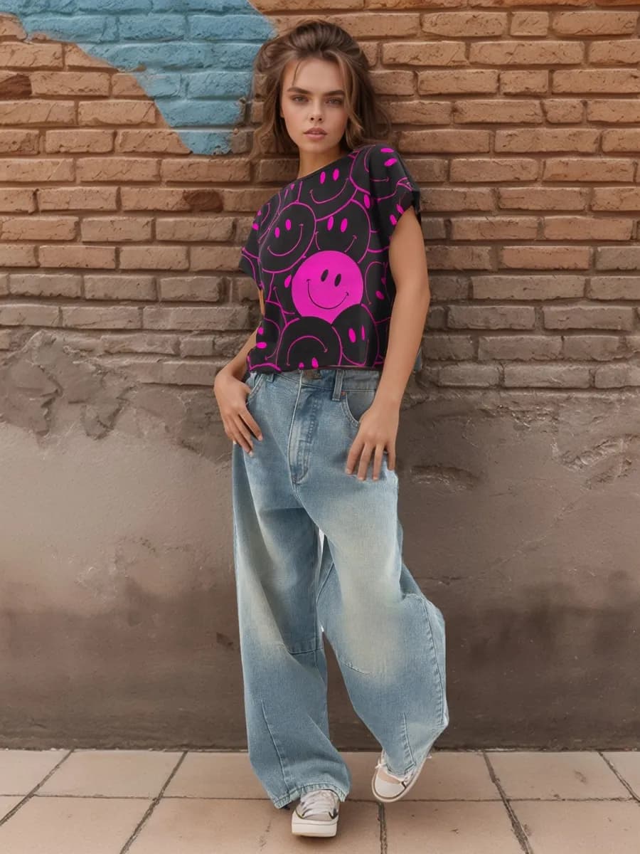 Футболка кроп топ оверсайз укороченная хлопок