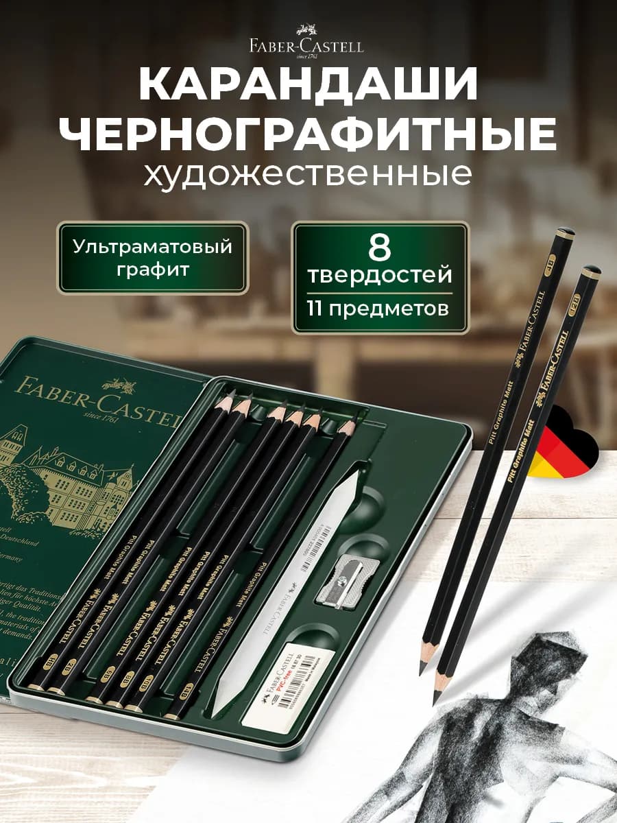 Профессиональные простые карандаши Pitt Graphite Matt