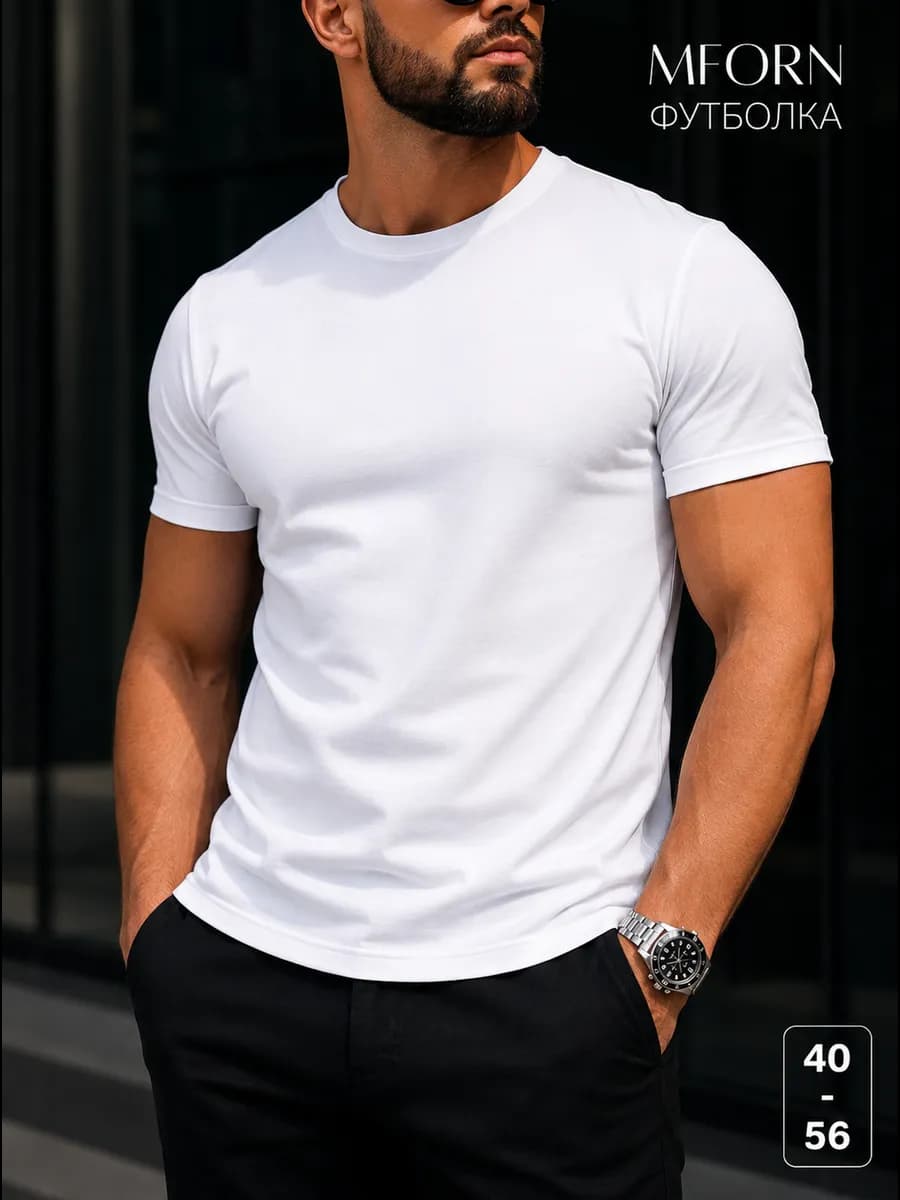 Футболка однотонная базовая хлопок slim fit