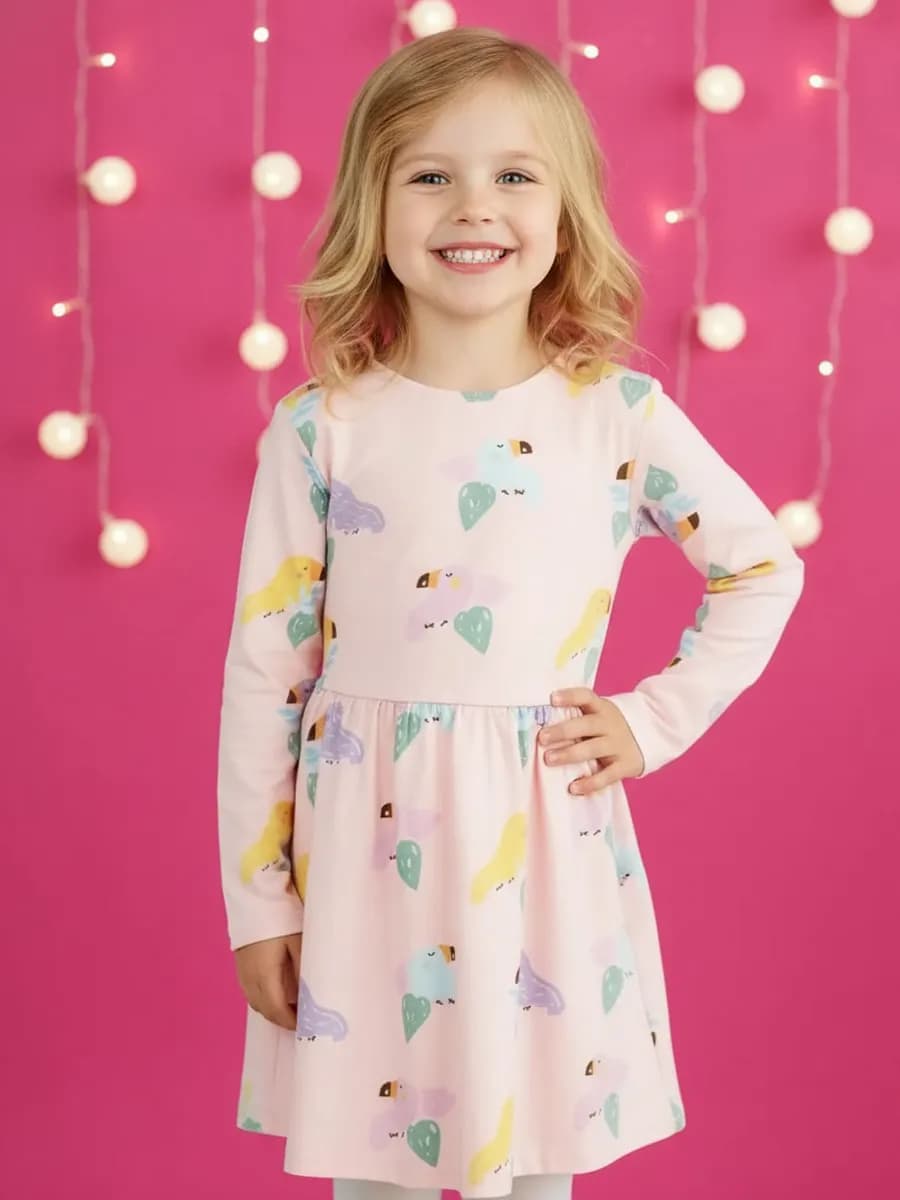 Платье в садик с длинным рукавом
