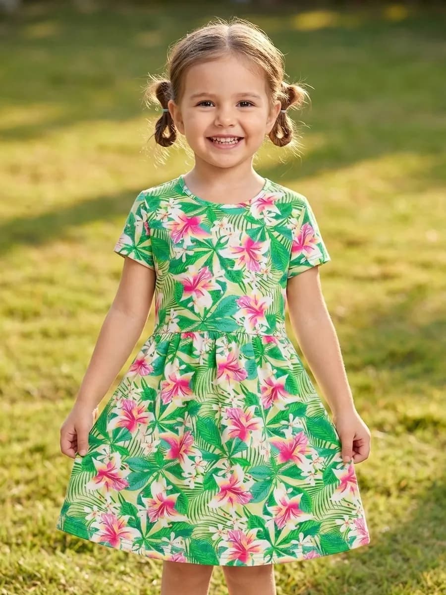 Трикотажное платье для девочки в садик или для дома - фото 1