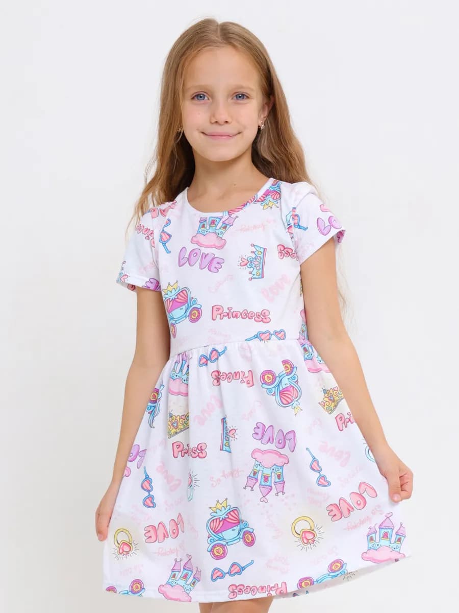 Трикотажное платье для девочки в садик или для дома - фото 1