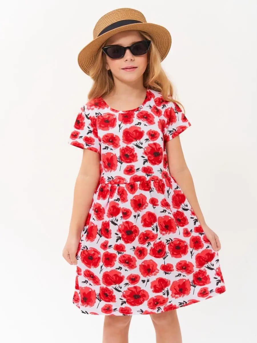 Трикотажное платье для девочки в садик или для дома