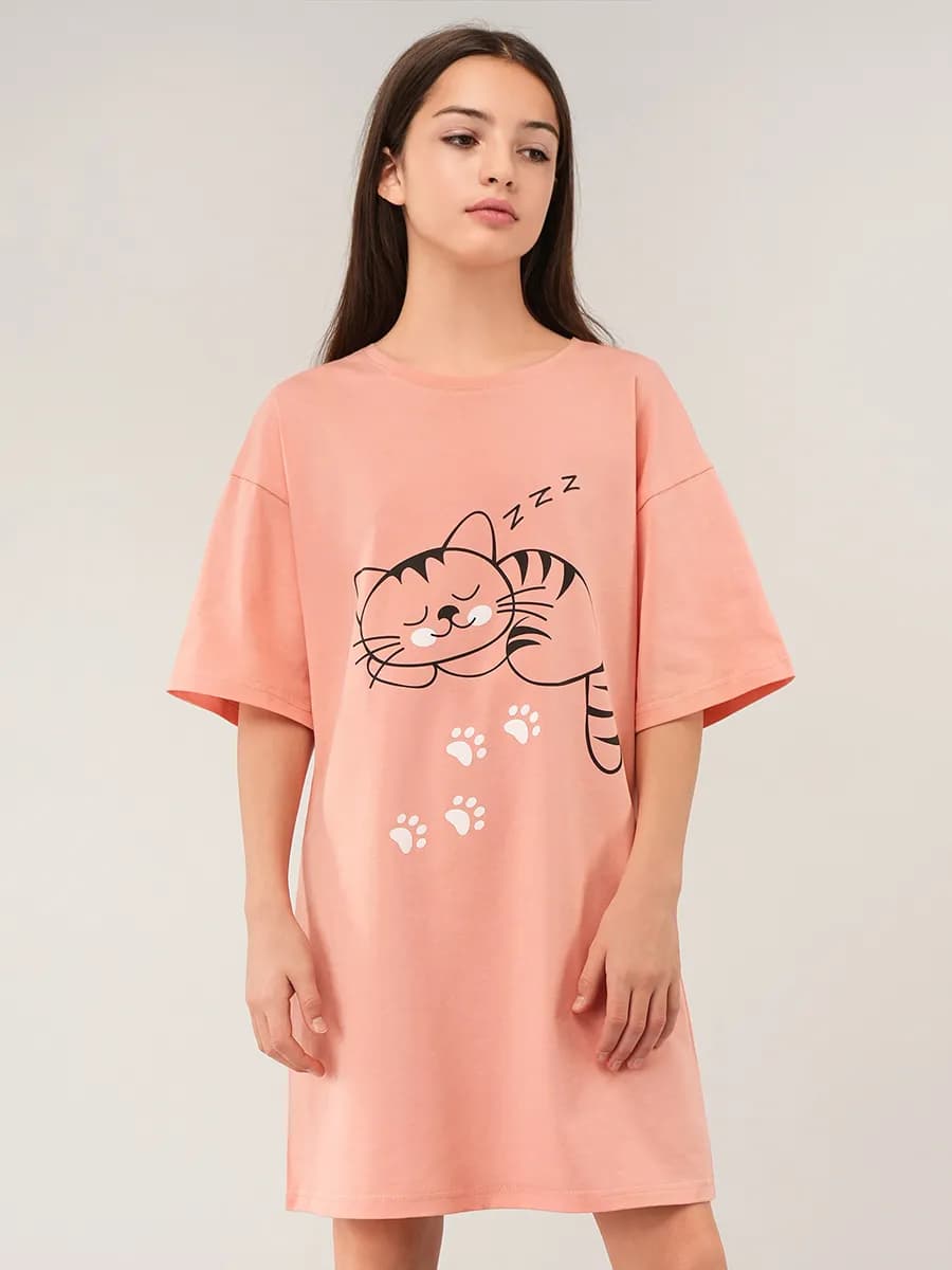 Туника детская оверсайз с принтом домашняя