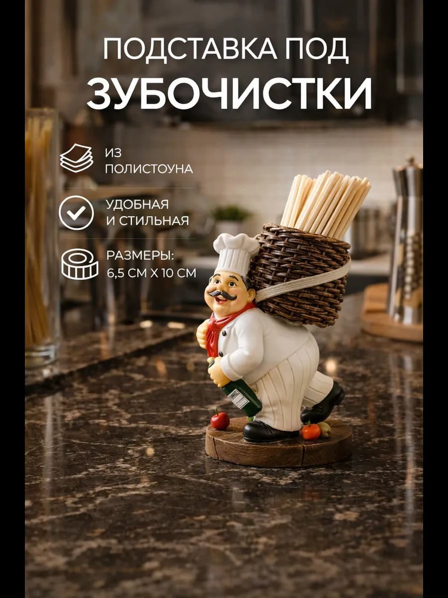 Подставка под зубочистки «Весёлый повар» 6,5х5х10 см
