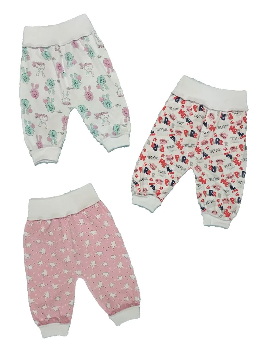 Штанишки для девочки, набор 3 шт из кулирки - фото 1