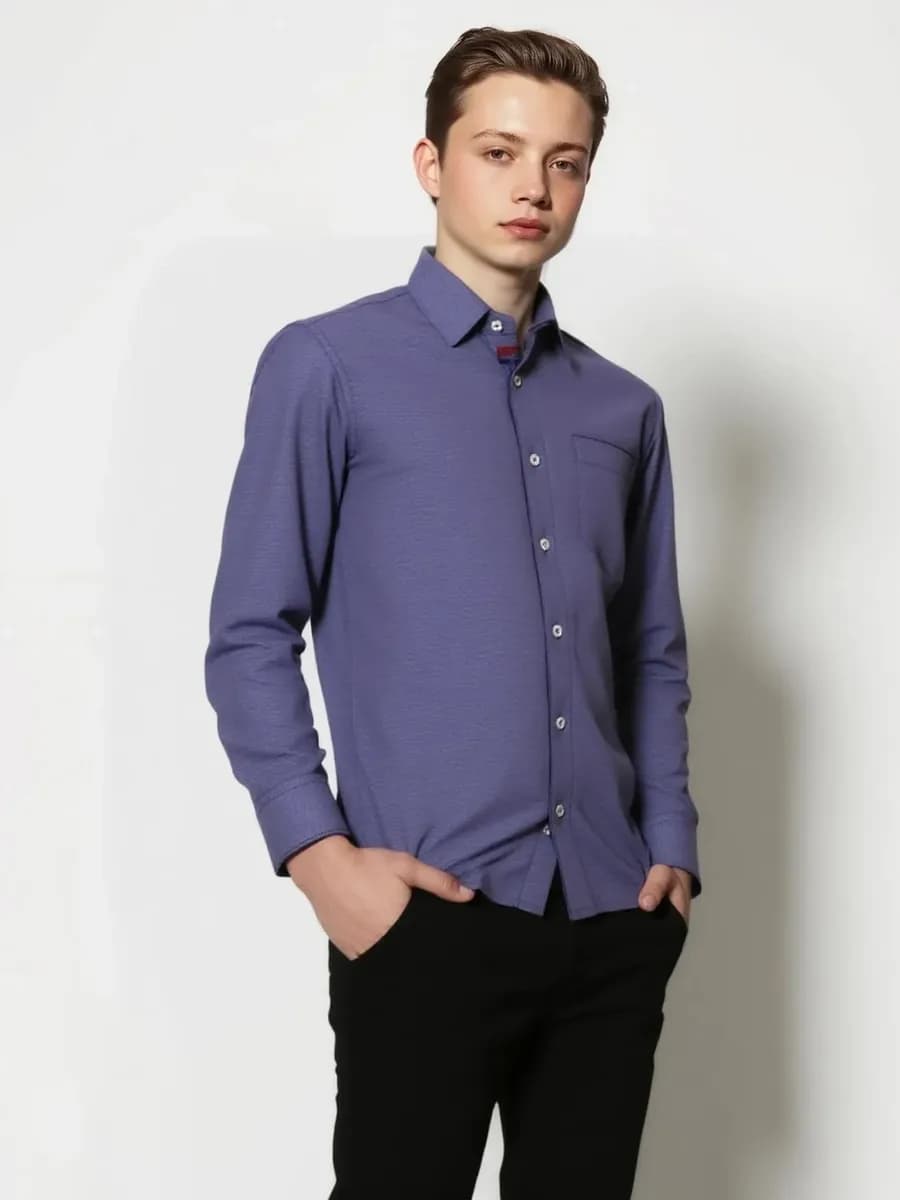 Рубашка с длинным рукавом приталенная в школу