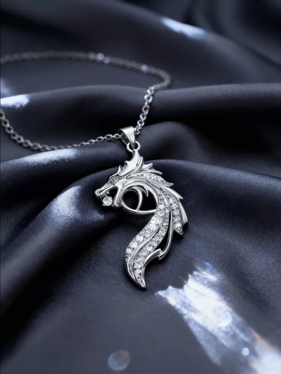 Подвеска серебро 925 на шею серебряная Дракон