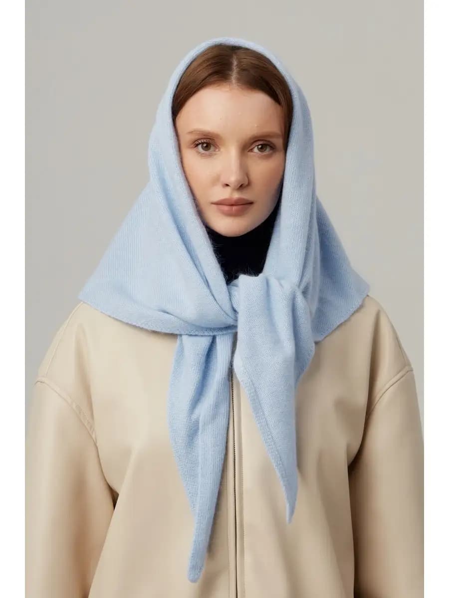 Косынка вязаная женская ангора платок на шею и голову зимний