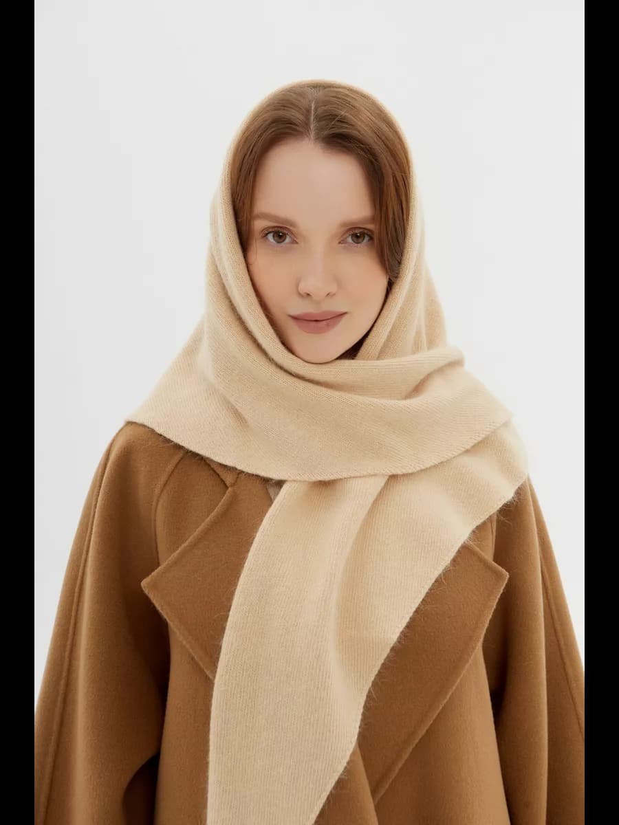 Косынка вязаная женская ангора платок на шею и голову зимний