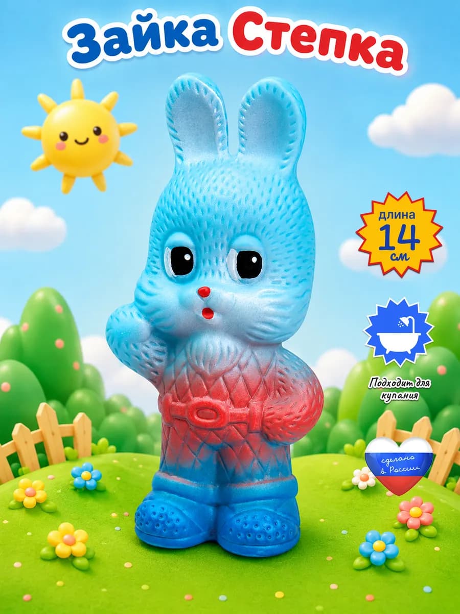 игрушка резиновая зайка степка для малышей для ванной