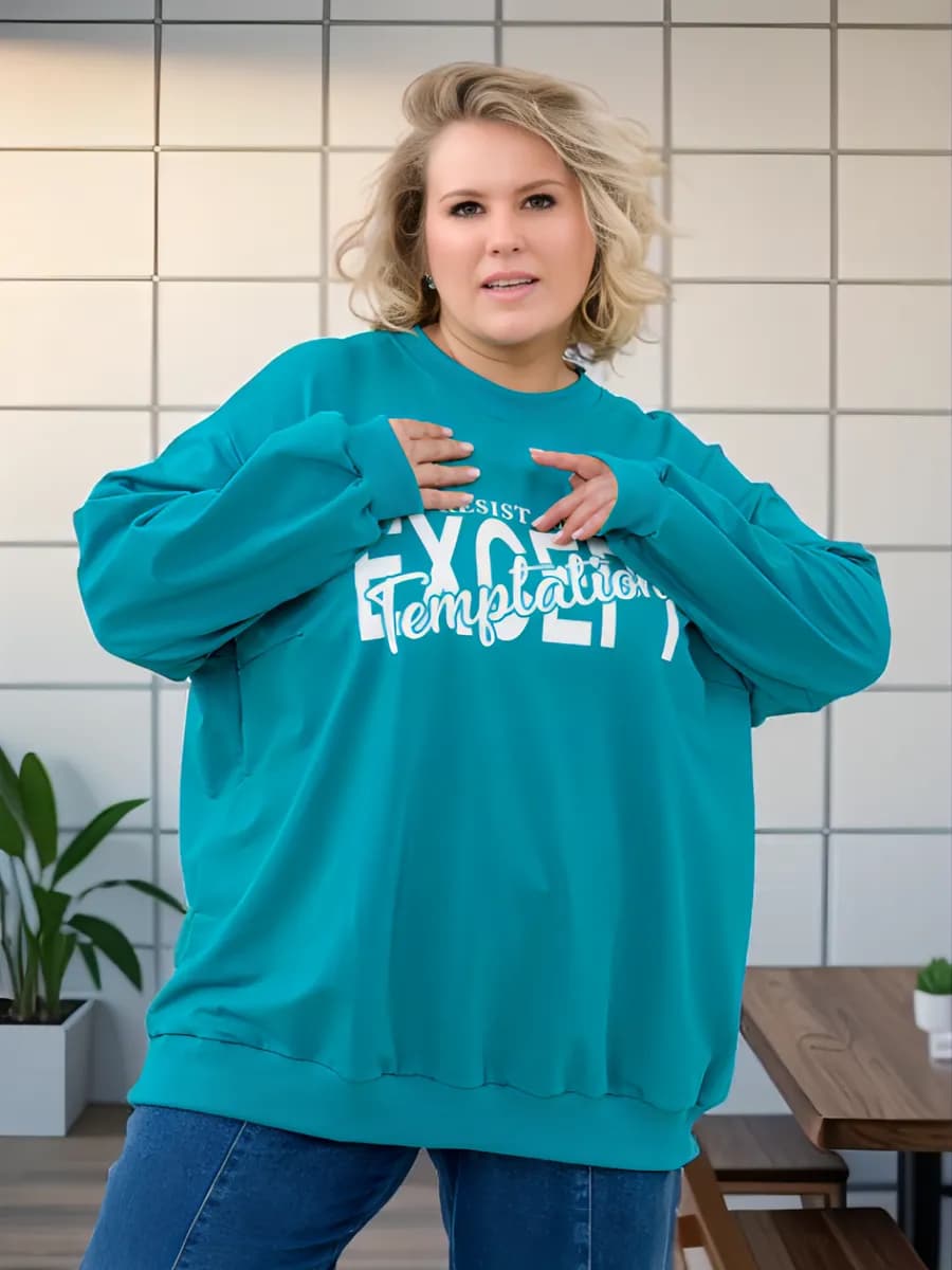 Свитшот оверсайз без начеса больших размеров 62-72 - фото 1