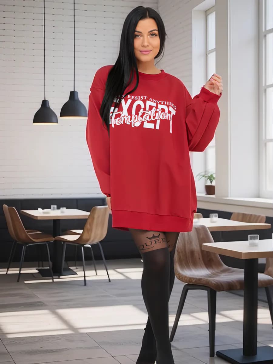 Свитшот оверсайз без начеса больших размеров 62-72