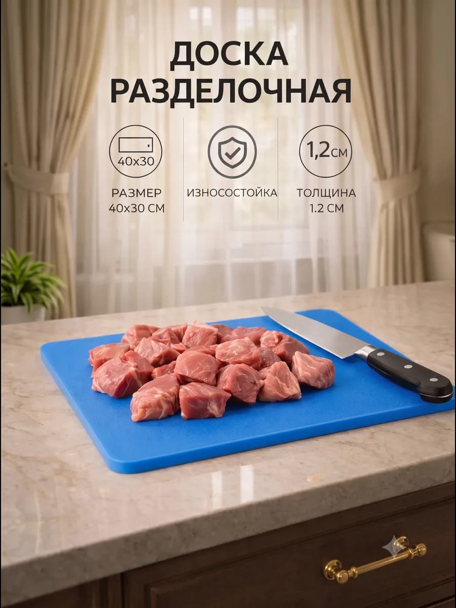 Доска разделочная пластиковая большая 40х30 см