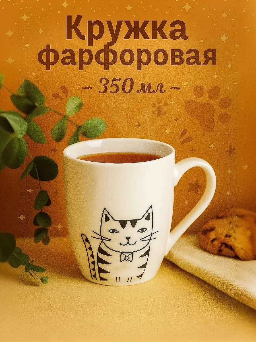 Кружка для чая и кофе «Мяу» 350 мл подарочная