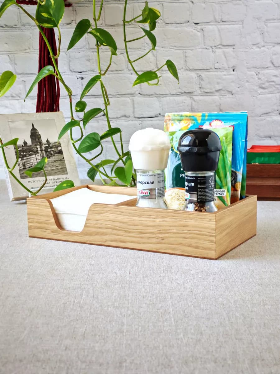 Деревянная салфетница на стол, органайзер для специй