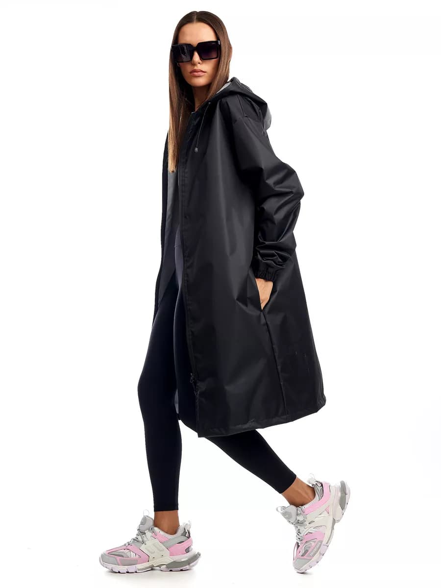 Дождевик женский с капюшоном на молнии