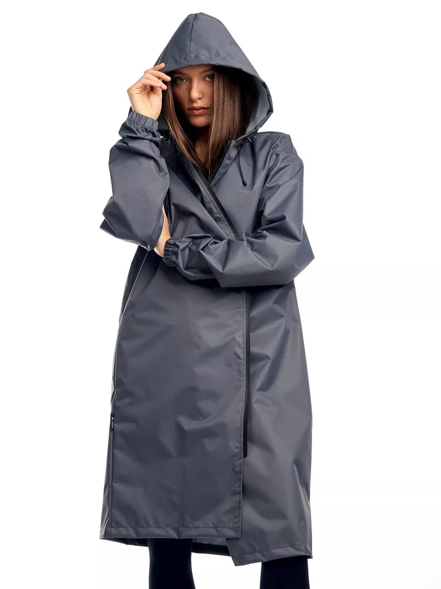 Дождевик женский с капюшоном на молнии - фото 1