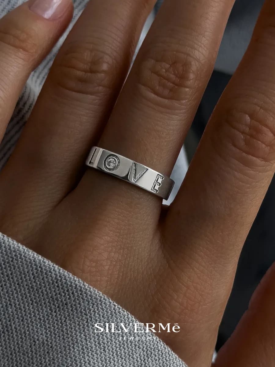 Кольцо серебряное любовь love серебро 925