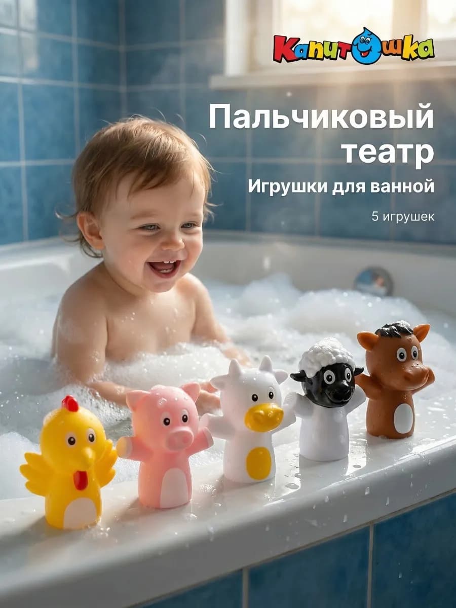 Пальчиковый театр для малышей набор резиновый для ванной