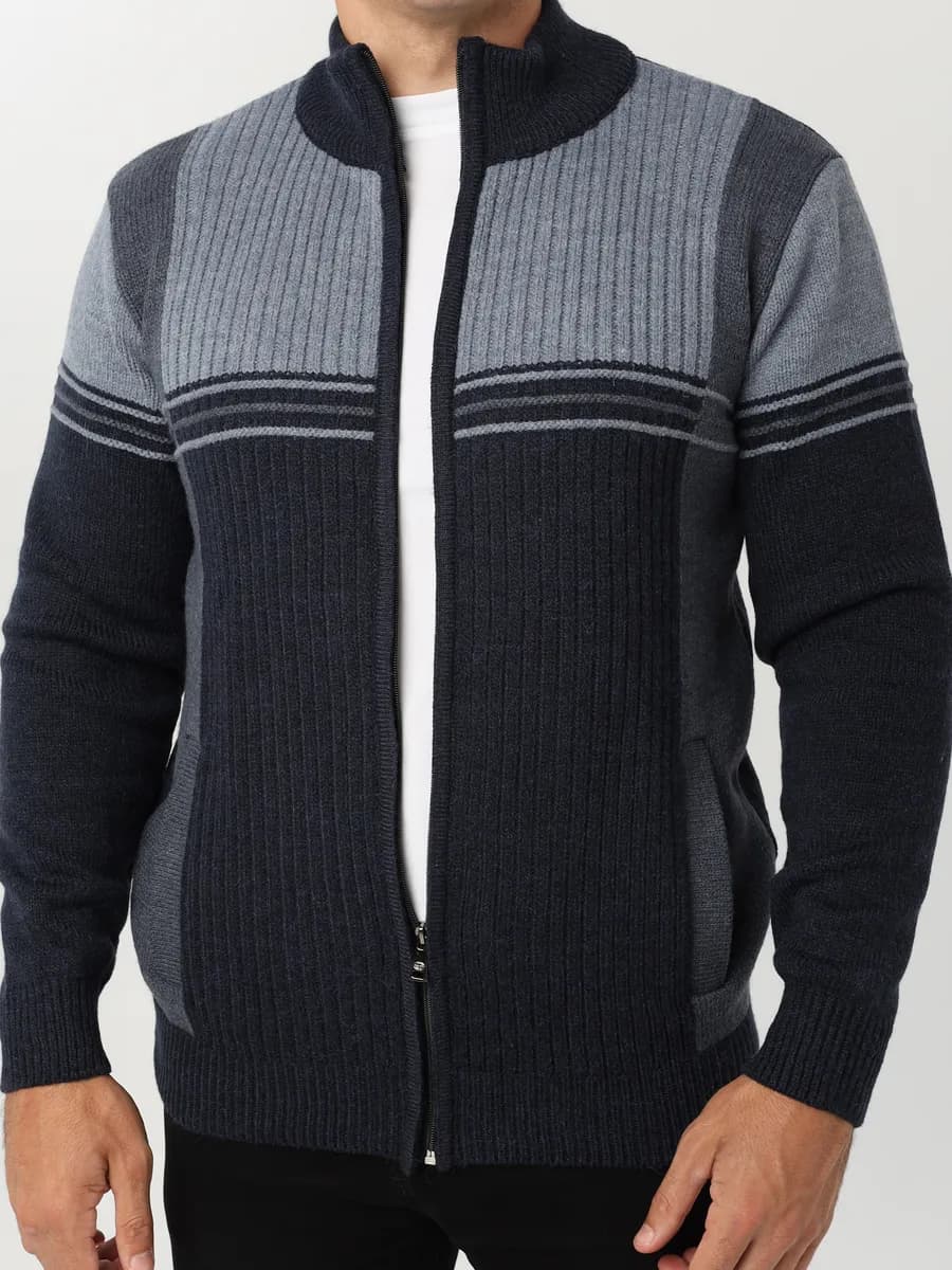 Кардиган на молнии вязаный свитер с горлом