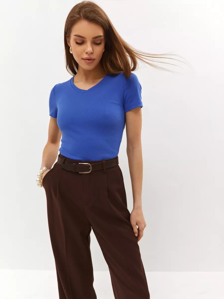 Футболка лапша в рубчик базовая однотонная хлопок