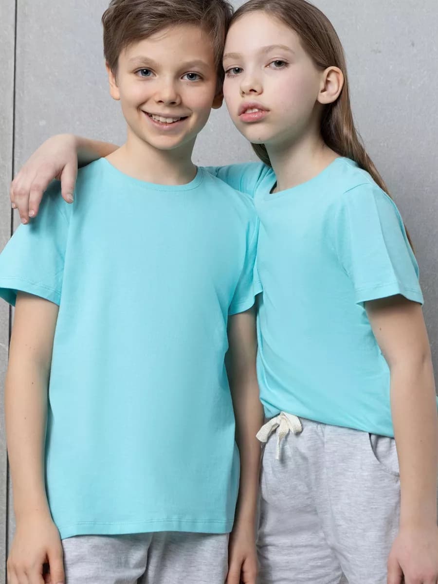 Футболка детская голубая хлопок