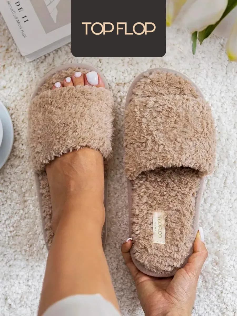 Тапочки домашние меховые открытые