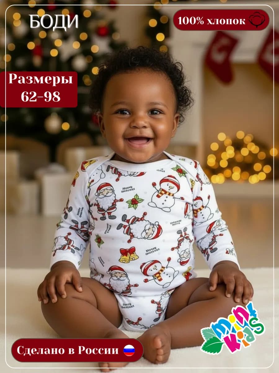 Боди новогодний для новорожденных