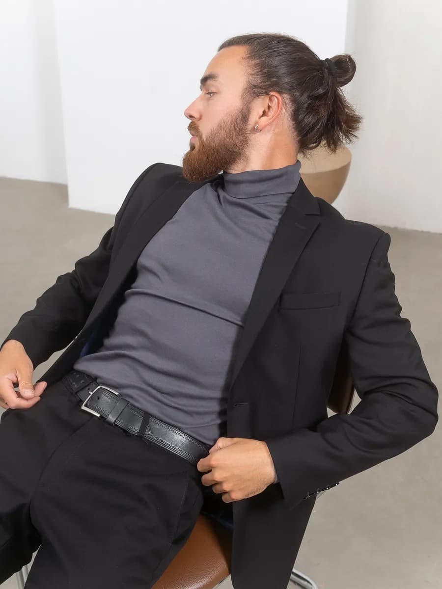 Мужская водолазка из хлопка с высоким горлом на осень и зиму