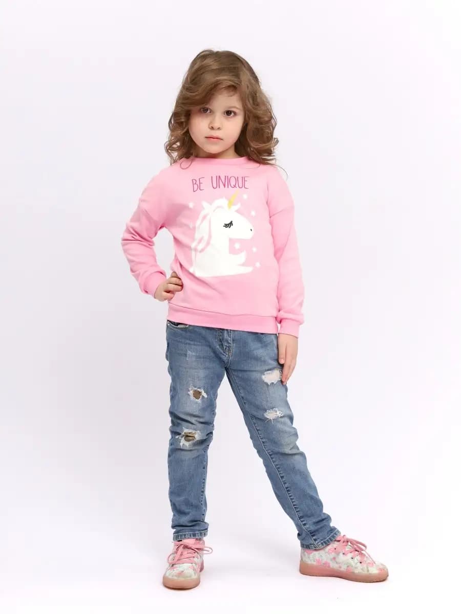 Свитшот Единорог розовый для девочки