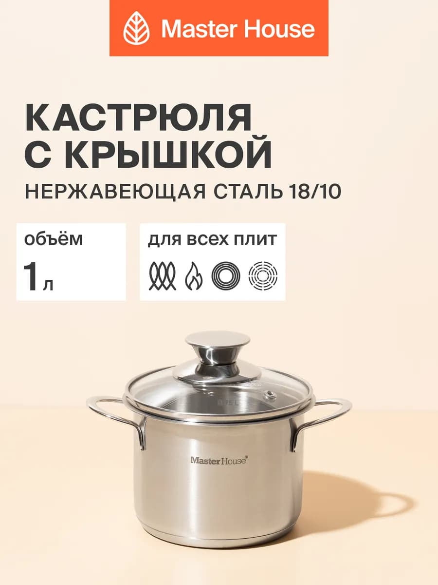 Кастрюля маленькая с крышкой 1 литр - фото 1