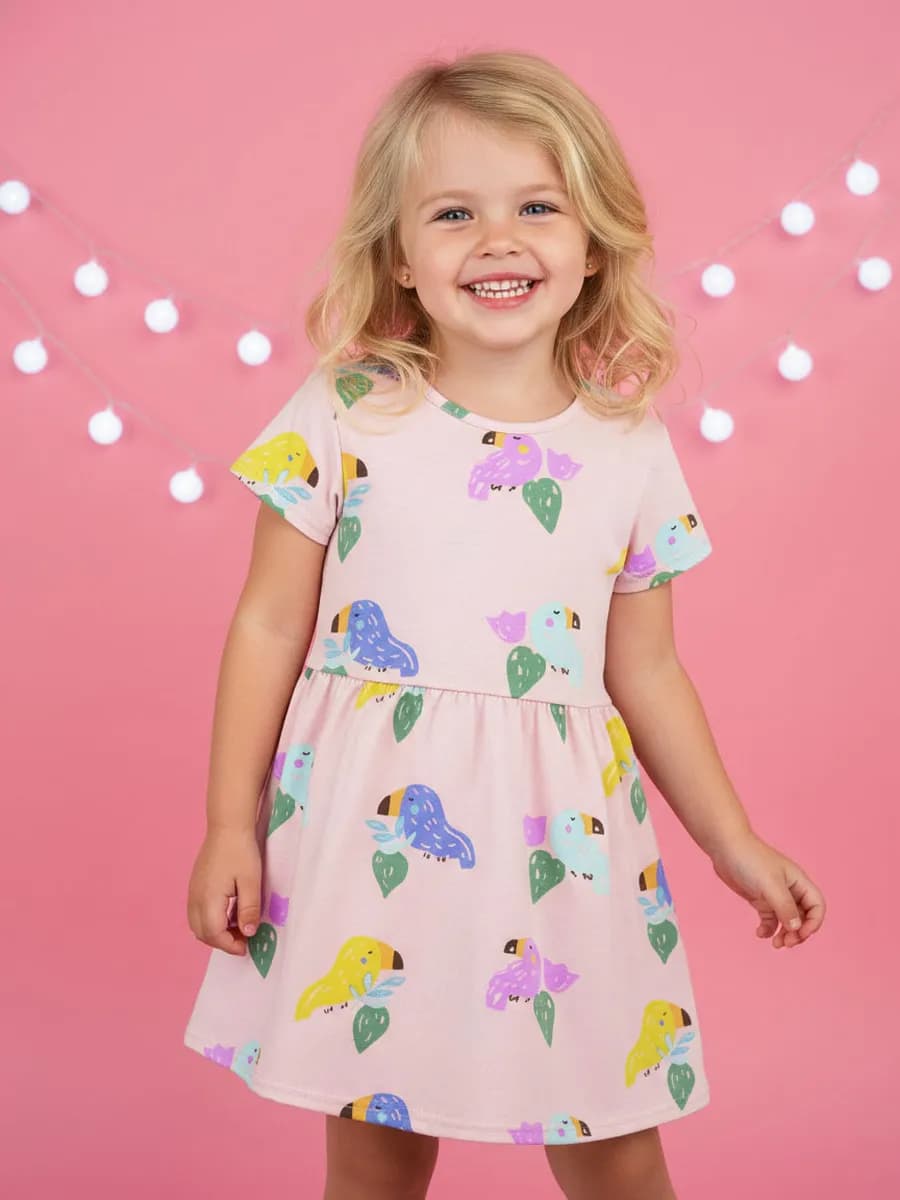 Платье в садик с коротким рукавом