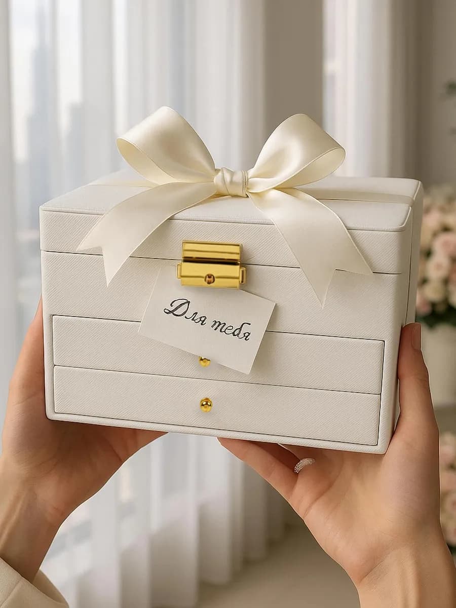 Большая шкатулка для украшений с зеркалом и замком