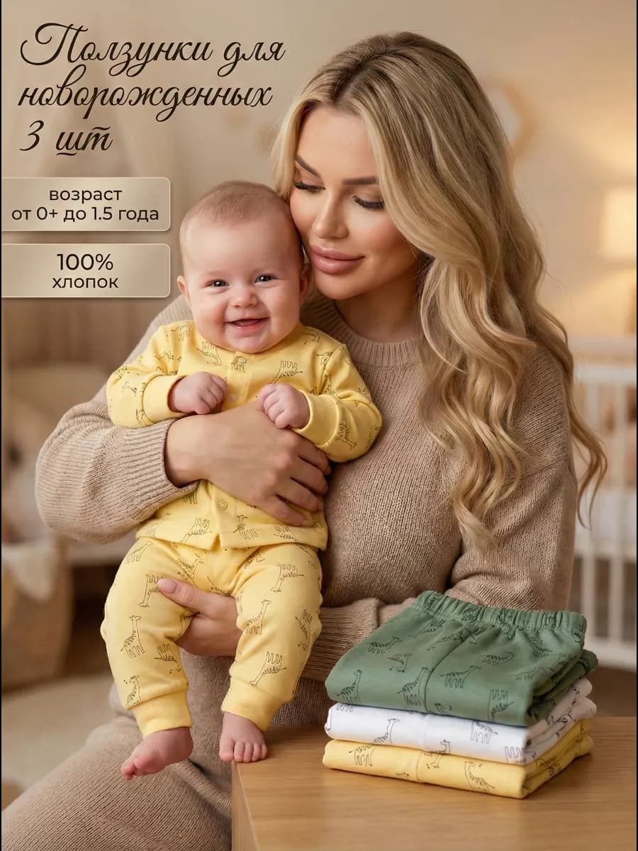 Детские ползунки для новорожденных, штанишки набор 3 шт