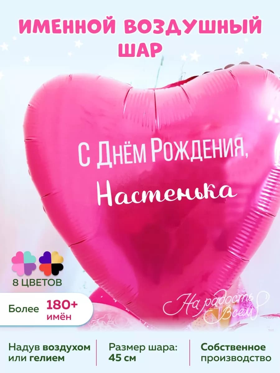 Воздушный шарик именной Настенька Анастасия
