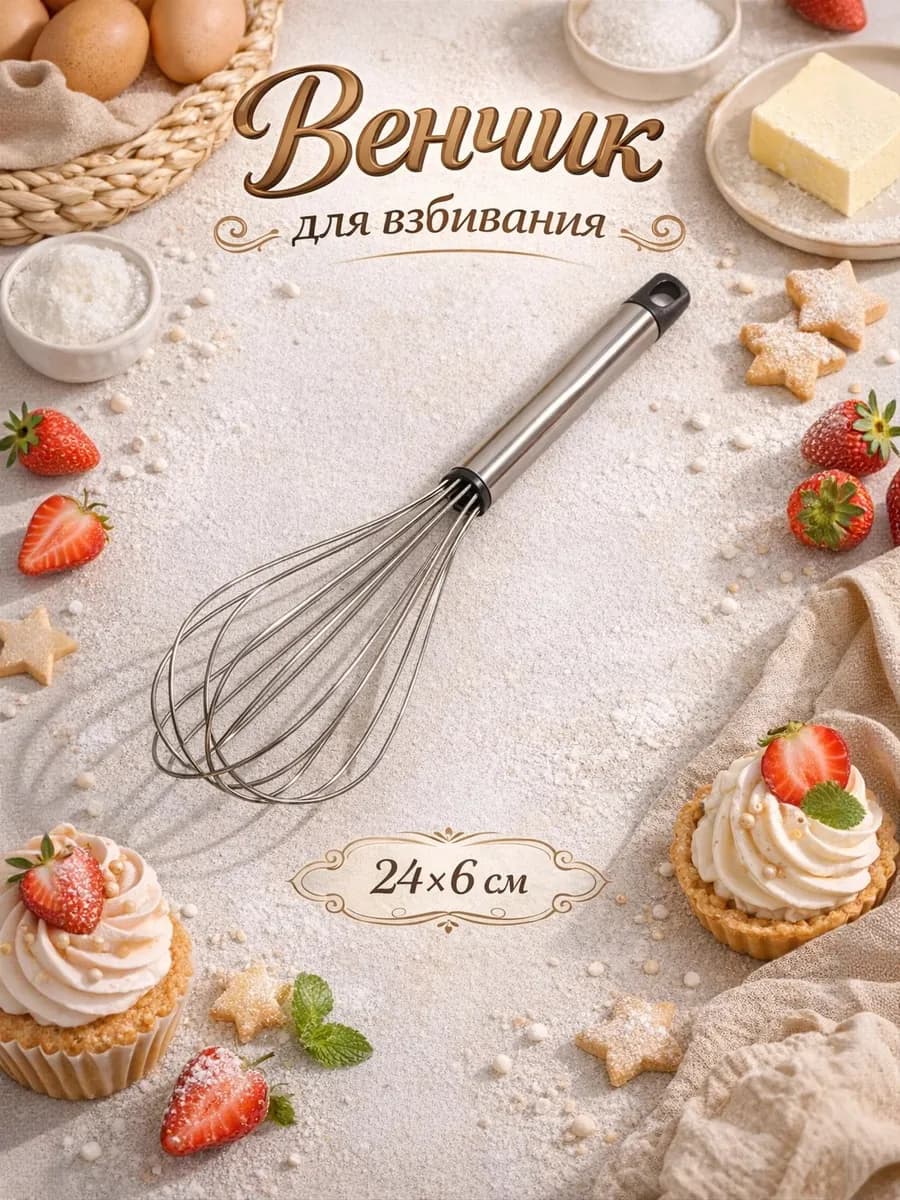 Венчик для взбивания кухонный ручной 24 см