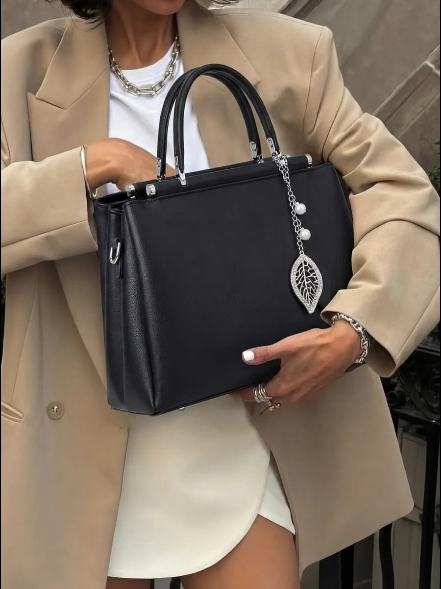 Сумка тоут чёрная классическая