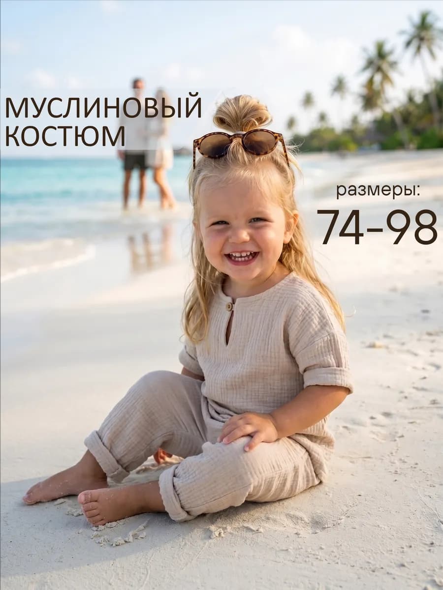 Муслиновый костюм детский летний в садик