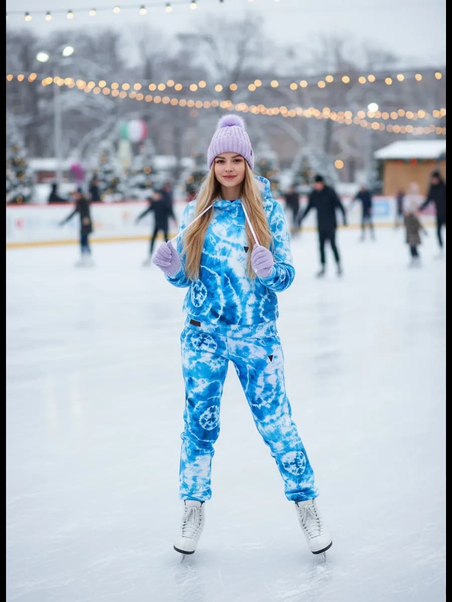 Спортивный костюм с начесом на флисе с капюшоном - фото 1