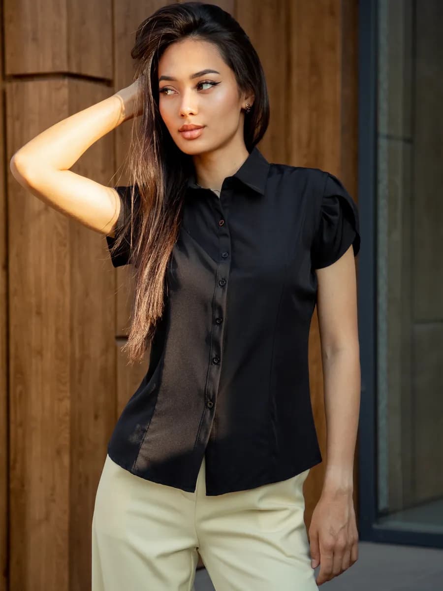 Рубашка офисная приталенная - фото 1