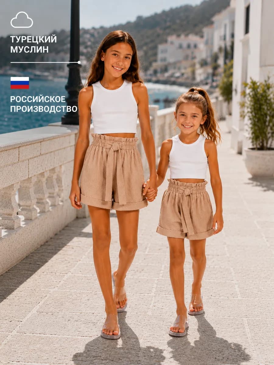 Летние муслиновые шорты для девочки легкие